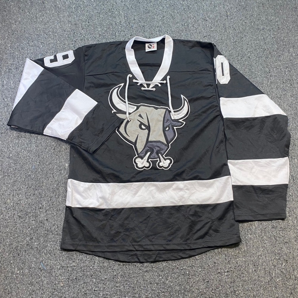 Something Inked Hockey Jersey Sz S Men Black Streetwear Skater Bull Graphic Lace